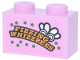 Part No: 3004pb364  Name: Brick 1 x 2 with Green Stars, White Eyes and Wings and Black and Bright Light Orange 'FIZZING WHIZZBEES' Pattern (Sticker) - Set 76457