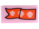Part No: 3069pb1247  Name: Tile 1 x 2 with Coral Ribbon Banner and 3 White Clam Shells Pattern (Sticker) - Set 41414