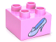 Part No: 3437pb040  Name: Duplo, Brick 2 x 2 with Bright Light Blue Shoe with Heel and Heart Pattern (Cinderella Glass Slipper)