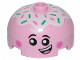 Part No: 49308pb001  Name: Brick, Round 3 x 3 x 1 1/3 Dome Top - Open Stud with Face with Smile, Eyes with Pupils, Pink Cheeks and Topping Pattern
