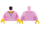 Part No: 973pb3165c01  Name: Torso Female Top with Yellow Neck and White Undershirt Pattern / Bright Pink Arms / Yellow Hands