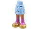 Part No: 1826ec00pb004  Name: Mini Doll Hips and Skirt Layered with Molded Sienna Legs and Printed Gold Shoes with Dark Pink Socks Pattern - Thin Hinge