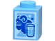 Part No: 3005pb078  Name: Brick 1 x 1 with Blue SW Bantha and Glass Outline on White Background Pattern (Milk Carton)