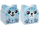 Part No: 4786pb01  Name: Duplo, Brick 2 x 2 x 2 Curved Top with Pointed Ears with Black Eyes, Nose, and Mouth, Medium Blue Stripes, White Face and Dark Blue Paws, Happy / Sad Pattern