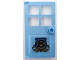 Part No: 60623pb12R  Name: Door 1 x 4 x 6 with 4 Panes and Stud Handle with Beauxbatons Crest with Dark Blue Letter B and Gold Leaves Pattern Model Right Side (Sticker) - Set 75958
