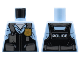 Part No: 973pb3376  Name: Torso Police Black Pilot Safety Vest with Police Badge and Dark Bluish Gray Pockets Pattern