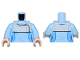 Part No: 973pb5468c01  Name: Torso Female Uniform Top with Medium Blue Side Panels and Light Bluish Gray Shoulder Shawl with Silver Trim Pattern / Bright Light Blue Arms / Light Nougat Hands