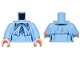Part No: 973pb5728c01  Name: Torso Female Coat with Capelet and Sand Blue and Metallic Light Blue Pointed Collars and Buttons Pattern / Bright Light Blue Arms / Light Nougat Hands