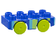 Part No: 31202c05pb01  Name: Duplo Car Base 2 x 4 with Lime Wheels with Light Blue and Lime Stripes Pattern