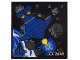 Part No: 10202pb042  Name: Tile 6 x 6 with Bottom Tubes with Game Cartridge Blue Spaceship, Dark Bluish Gray Asteroids and Black 'ATARI' Logo and White 'CX 2649' Pattern (Sticker) - Set 10306