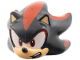 Part No: 104900pb03  Name: Minifigure, Head, Modified Hedgehog, Shadow with Molded Medium Tan Face and Inner Ears and Printed Red Streaks, Eyes on White Background, Black Nose and Open Mouth White Teeth, Red Tongue Pattern