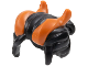 Part No: 108309pb01  Name: Minifigure, Hair with Side Bangs and Bun with Molded Dark Orange Horns Pattern