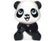 Part No: 112407pb01  Name: Panda, Friends Style, Baby Cub, Sitting with Molded White Head and Body and Printed Black Nose and Eye Patches and Bright Light Blue Eyes, Open Mouth with Bright Pink Tongue Pattern (BaoBao)