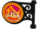 Part No: 13459pb002  Name: Road Sign Round on Pole with Flat Top Attachment with Fruit Pie and Flames Pattern on Both Sides (Stickers) - Set 41074