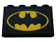 Part No: 14718pb035  Name: Panel 1 x 4 x 2 with Side Supports - Hollow Studs with Metal Plate and Yellow Batman Logo Pattern (Sticker) - Set 76160
