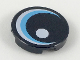 Part No: 14769pb242  Name: Tile, Round 2 x 2 with Bottom Stud Holder with Large Eye with White Glint and Medium Azure Iris Pattern