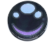 Part No: 14769pb662  Name: Tile, Round 2 x 2 with Bottom Stud Holder with 3 White Dots / Pupils and Medium Lavender Curved Line / Smile Pattern