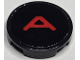 Part No: 14769pb804  Name: Tile, Round 2 x 2 with Bottom Stud Holder with Red Capital Letter A Pattern (Sticker) - Set 40769