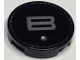Part No: 14769pb808  Name: Tile, Round 2 x 2 with Bottom Stud Holder with Dark Bluish Gray Capital Letter B and Dot with White Highlight Pattern (Sticker) - Set 40769