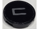 Part No: 14769pb809  Name: Tile, Round 2 x 2 with Bottom Stud Holder with Dark Bluish Gray Capital Letter C Pattern (Sticker) - Set 40769