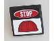 Part No: 15210pb003  Name: Road Sign 2 x 2 Square with Open O Clip with 'STOP' and Red Construction Helmet Pattern (Sticker) - Set 60098