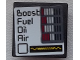 Part No: 15210pb047  Name: Road Sign 2 x 2 Square with Open O Clip with 'Boost', 'Fuel', 'Oil', 'Air' and Gauges Pattern (Sticker) - Set 75876