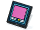Part No: 15210pb200  Name: Road Sign 2 x 2 Square with Open O Clip with Dark Blue Computer Screen, Dark Pink Square and Medium Azure Border Pattern (Sticker) - Set 41731
