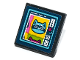 Part No: 15210pb201  Name: Road Sign 2 x 2 Square with Open O Clip with Dark Blue Computer Screen, Raccoon with Eye Mask and Medium Azure Border Pattern (Sticker) - Set 41731