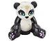 Part No: 16674pb03  Name: Panda, Friends, Sitting with Molded White Head and Stomach and Printed Dark Turquoise Eyes, Lavender Paws, and Tan Splotches Pattern