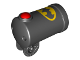 Part No: 17178c01pb01  Name: Duplo Cannon Shooting with Axle Hole, Red Firing Button and Locking Ring with Batman Logo Pattern