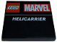 Part No: 1751pb022  Name: Tile 4 x 4 with Red LEGO Marvel Logo and White 'HELICARRIER' Pattern