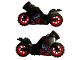 Part No: 18895c07pb01  Name: Motorcycle Sport Bike with Black Frame, Red Wheels and Dark Bluish Gray Handlebars with Red Ninjago Logogram 'DS' Circle, Dragon Pattern on Both Sides (Stickers) - Set 70638
