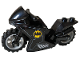 Part No: 18895c17pb01  Name: Motorcycle Sport Bike with Black Frame, Light Bluish Gray Wheels and Black Handlebars with Batman Logo Pattern on Both Sides (Stickers) - Set 76160
