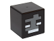 Part No: 19729pb011  Name: Minifigure, Head, Modified Cube with Pixelated Dark Bluish Gray Face and White Eyes and Mouth Pattern (Minecraft Wither)