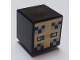 Part No: 19729pb030  Name: Minifigure, Head, Modified Cube with Pixelated Gold Helmet, Dark Azure Eyes, and Silver Checkered Pattern (Minecraft Knight)