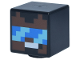 Part No: 19729pb109  Name: Minifigure, Head, Modified Cube with Pixelated Umber Face, Blue and Medium Azure Glasses with Diagonal Reflections, White Mouth Pattern (Minecraft Cool Hero)