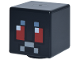 Part No: 19729pb110  Name: Minifigure, Head, Modified Cube with Pixelated Sand Blue Eyebrows, Red and White Eyes and Light Bluish Gray Mouth Pattern (Minecraft Mothman)