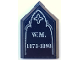 Part No: 22385pb389  Name: Tile, Modified 2 x 3 Pentagonal with Tombstone, Light Bluish Gray 'W.M. 1873-1898' Pattern (Sticker) - Set 910049