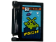 Part No: 24093pb119  Name: Minifigure, Utensil Book Cover with Comic Issue Number 2 with Giant Lime Alien, UFO and Cityscape on Medium Azure Background Pattern (Sticker) - Set 42674