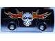 Part No: 24119pb021  Name: Technic, Panel Curved 7 x 3 with 2 Pin Holes through Panel Surface with White Skull and Orange Flames Pattern (Sticker) - Set 42106