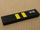 Part No: 2431pb0115  Name: Tile 1 x 4 with Two Yellow Stripes on Black Background and 'V8' Pattern (Sticker) - Set 8154