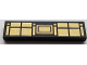 Part No: 2431pb539  Name: Tile 1 x 4 with Gold Squares and Rectangles Pattern (BrickHeadz Tactical Batman Utility Belt)