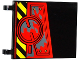 Part No: 2525pb010L  Name: Flag 6 x 4 with Black and Yellow Danger Stripes, Hatch with 4 Screws and Dark Bluish Gray Splatters Pattern Model Left Side (Sticker) - Set 70750