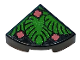 Part No: 25269pb028  Name: Tile, Round 1 x 1 Quarter with Bright Green Tropical Leaves and Coral Flowers Pattern