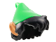 Part No: 26025pb02  Name: Minifigure, Hair Combo, Hair with Hat, Messy with Molded Bright Green Pointed Hat with Feather and Printed Nougat Pointed Ears Pattern