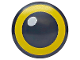 Part No: 2654pb038  Name: Plate, Round 2 x 2 with Rounded Bottom (Boat Stud) with Yellow Eye with White Circle Pattern