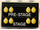Part No: 26603pb150  Name: Tile 2 x 3 with White 'PRE-STAGE', 'STAGE' and Yellow Lights Pattern (Sticker) - Set 42103