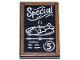 Part No: 26603pb470  Name: Tile 2 x 3 with Chalk Board with Dark Orange Frame with Wood Grain and Nails, White 'Special', Fish Platter, Scribbles and Number 5 Pattern
