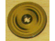 Part No: 2723pb015  Name: Technic, Disk 3 x 3 with Black Half Circle Rings on Gold Background Pattern (Sticker) - Set 8007