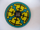 Part No: 2723pb031  Name: Technic, Disk 3 x 3 with Dark Turquoise, Yellow and Black Pattern on Both Sides (Stickers) - Set 8269